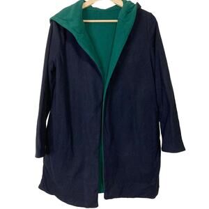 A625844 CUDDL DUDS Petite Reversible Hooded Wrap Hsde Green/Navy PS